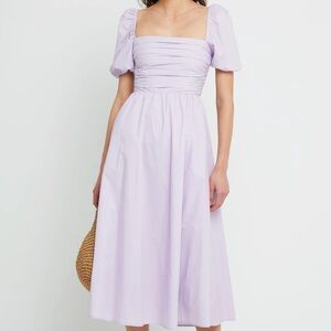 O.P.T. River Dress S 100% Cotton Puff Sleeves Poplin Midi Feminine Lilac